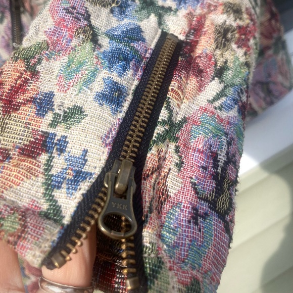 Free People floral tapestry moto style jacket size 2 - Picture 9 of 15